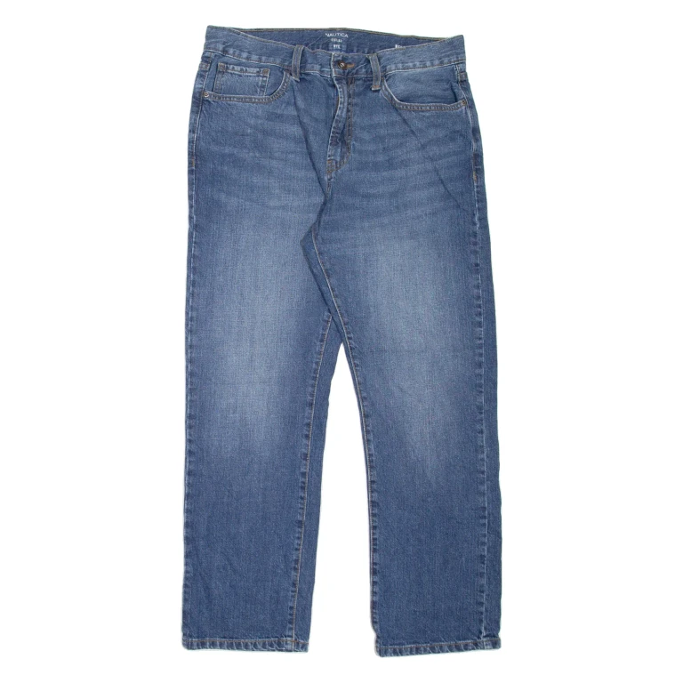 NAUTICA Mens Jeans Blue Relaxed Straight Stone Wash W34 L30