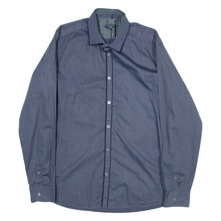 TED BAKER Mens Shirt Blue Striped Long Sleeve M