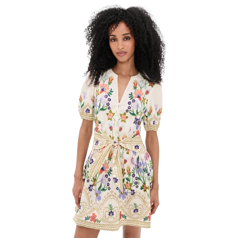 Shoshanna Tinsley Dress Lilac/Tangerine/Sand 12