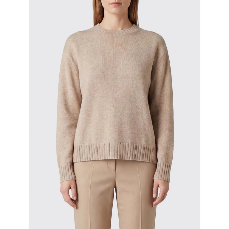 Virgin Wool Silk and Cashmere Crewneck Jumper with Monili (MAD216F028M2810165)
