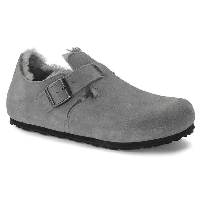 Unisex London Shearling Suede Leather Whale Gray