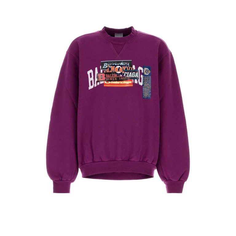 Balenciaga Purple Cottons Sweatshirt Violet Exterior: Cotton T-shirt - Men