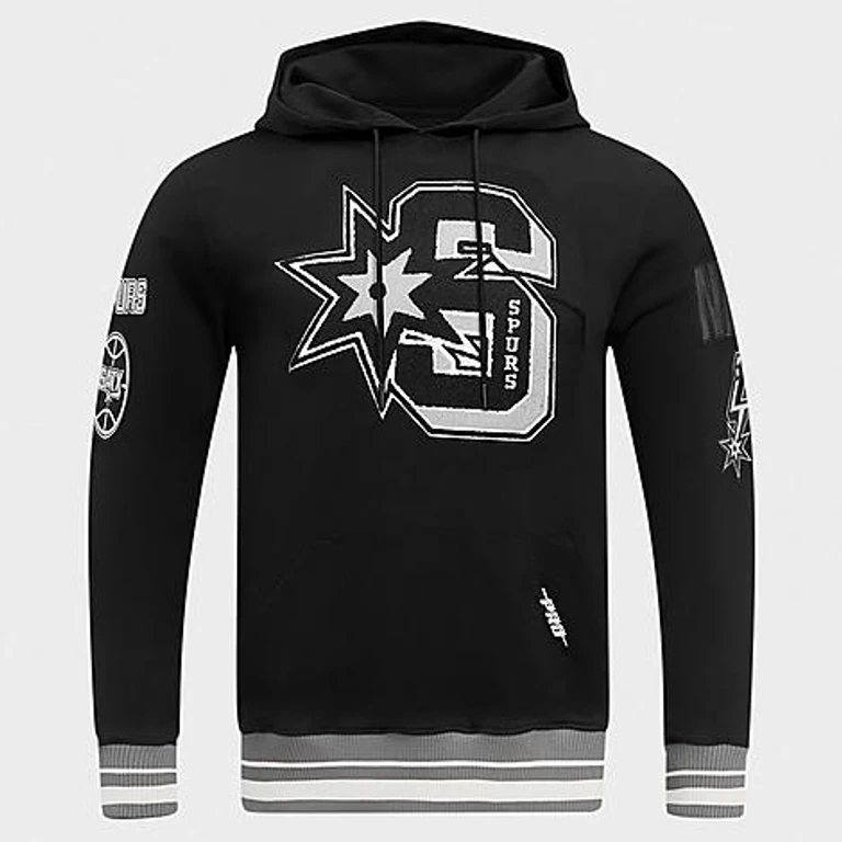 Men's San Antonio Spurs NBA Mashup Fleece Pullover Hoodie in Black/Grey Size: Small