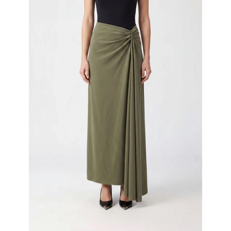 McQueen Asymmetrical Draped High-Waisted Maxi Skirt in Pure Silk (876822QBADT3093)