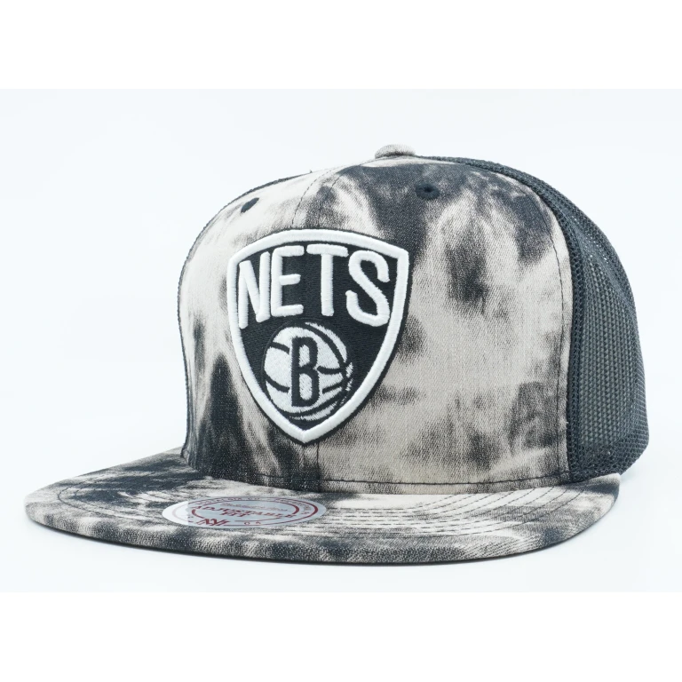 Men's NBA Brooklyn Nets Acid Wash Denim Mesh Snapback