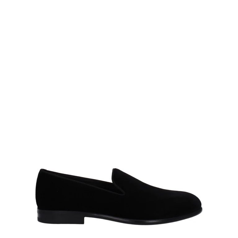 Black Velvet Slip-On Loafers - Men
