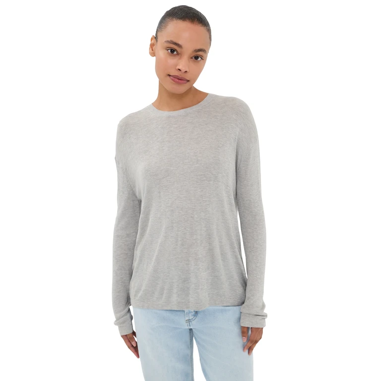 TWP Ribbed Top Light Heather Grey M
