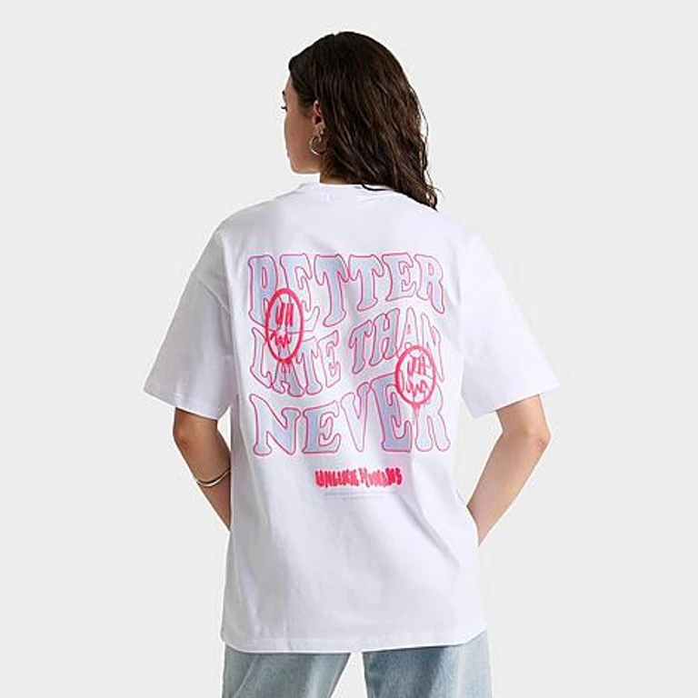 Unlike Humans Women's Better Late Than Never T-Shirt in White Size: XS