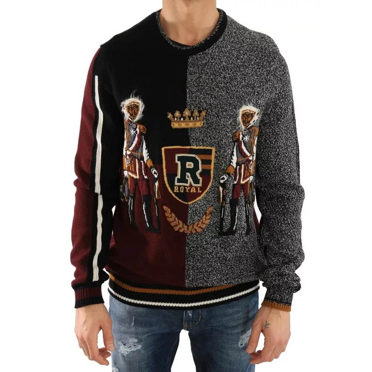 Dolce & Gabbana Multicolor King Knight Monkey Knitted Cashmere Wool Sweater Clothing - Men
