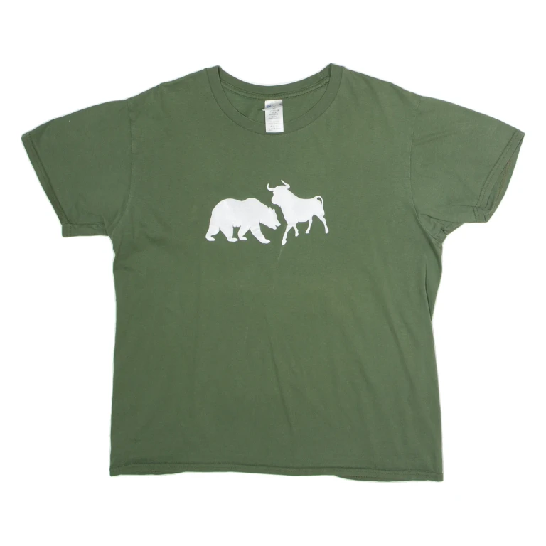 GILDAN Bulls Mens T-Shirt Green Crew Neck L