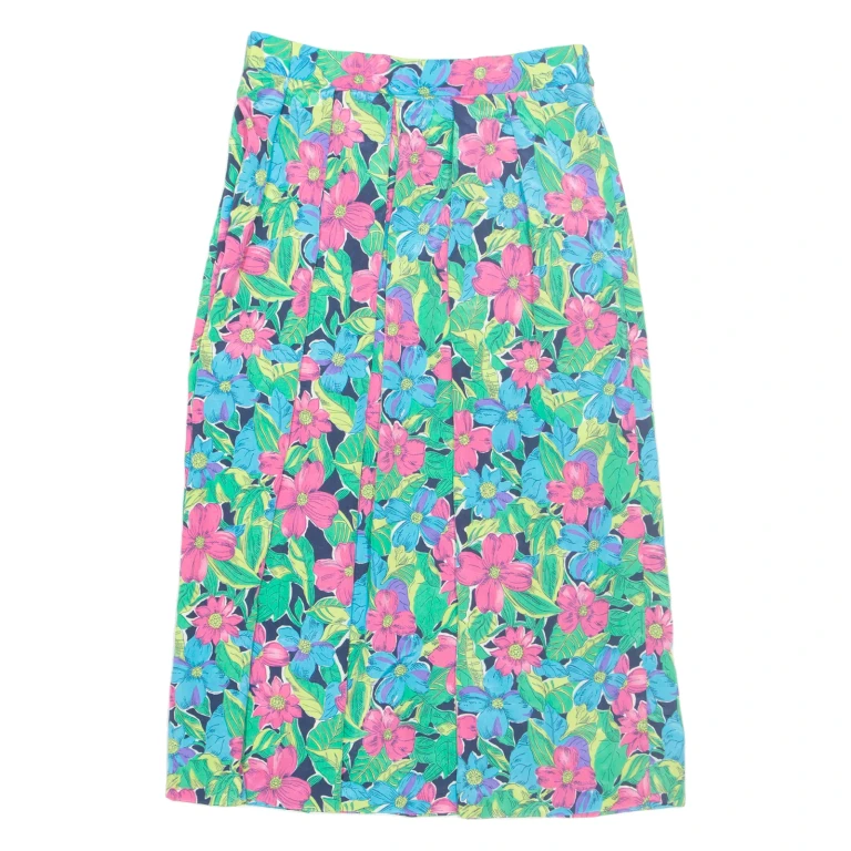 KORET Womens A-Line Skirt Blue Midi 90s Floral M