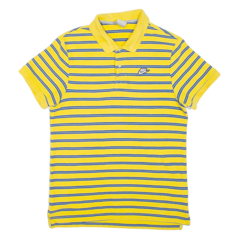 NIKE Mens Polo Shirt Yellow Striped M