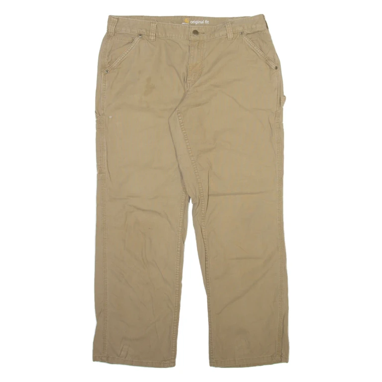 CARHARTT Carpenter Womens Trousers Beige Regular Straight W36 L30