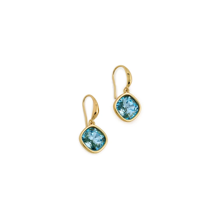 Square Aqua Stone Earrings Gold/Aqua One Size