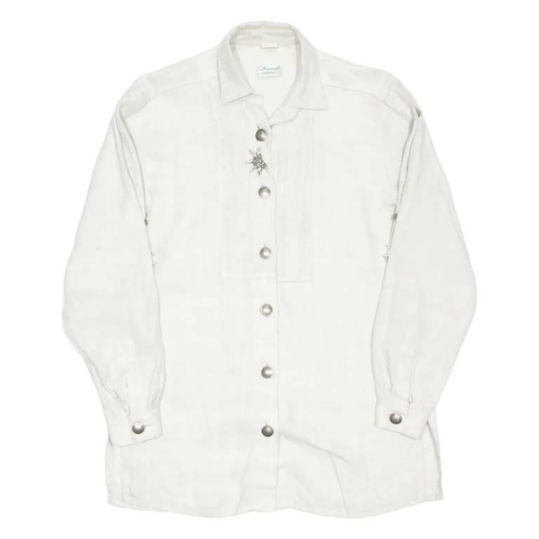 Mens Plain Shirt Beige Long Sleeve M