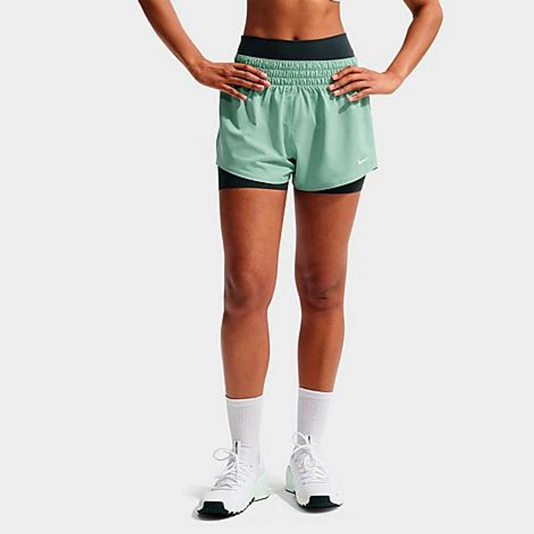 Nike Women's One Dri-FIT Mid-Rise 3" Brief-Lined Shorts in Steam/White Size: XXS