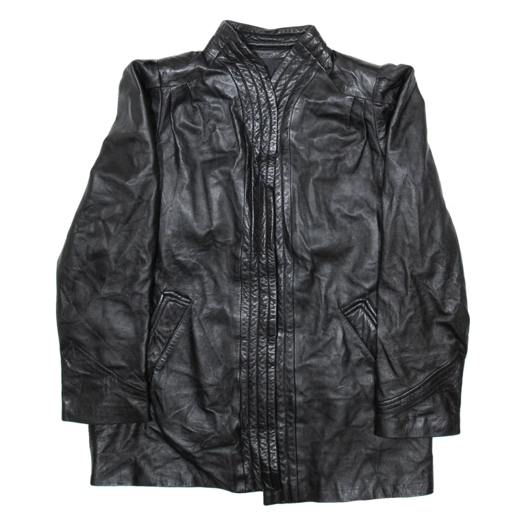 Mens Jacket Black Leather Faux Leather L