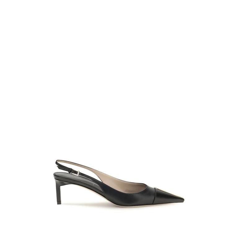 Black Calf Leather Bos Taurus Mid Heel Pumps - Women