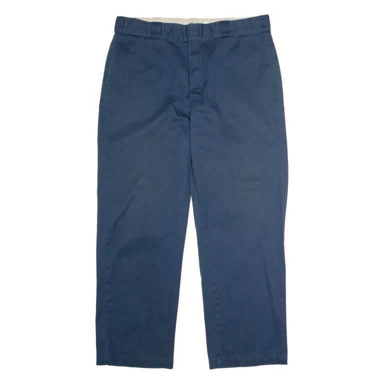 DICKIES Workwear Mens Twill Trousers Blue Regular Straight W38 L30