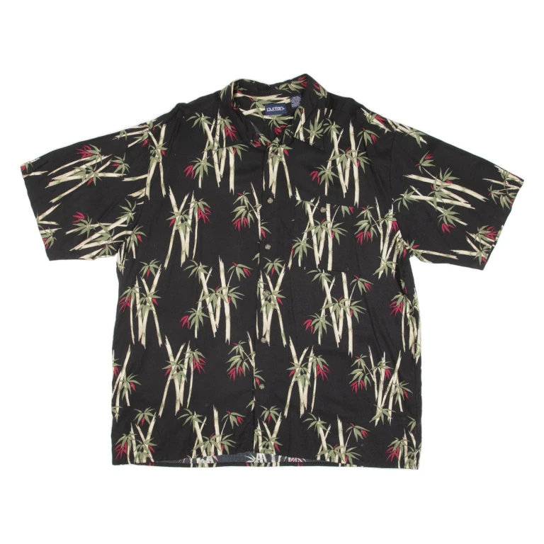PURITAN Mens Hawaiian Shirt Black Floral XL