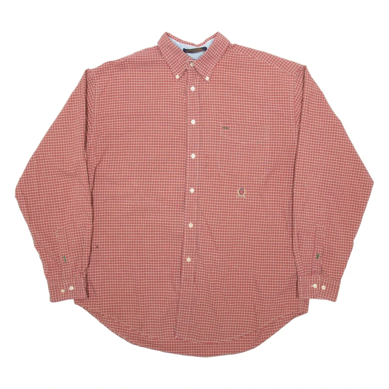 TOMMY HILFIGER Mens Shirt Red Check Long Sleeve XL