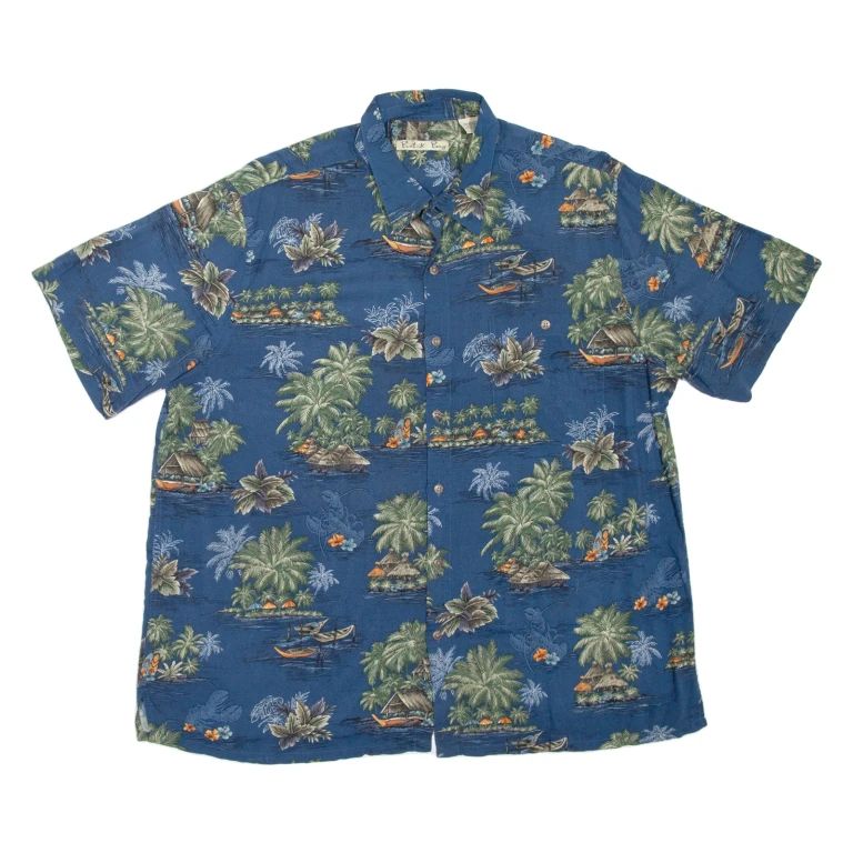 BATIK BAY Islands Mens Hawaiian Shirt Blue Floral XL
