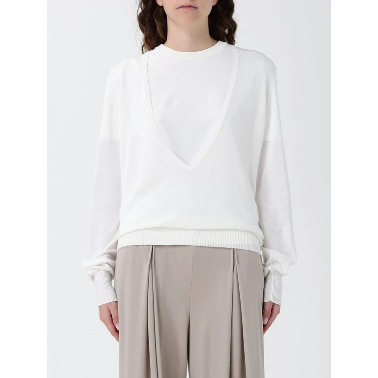 V-Neck Wool Jumper With Long Sleeves and Ribbed Trims (WJMO04010)