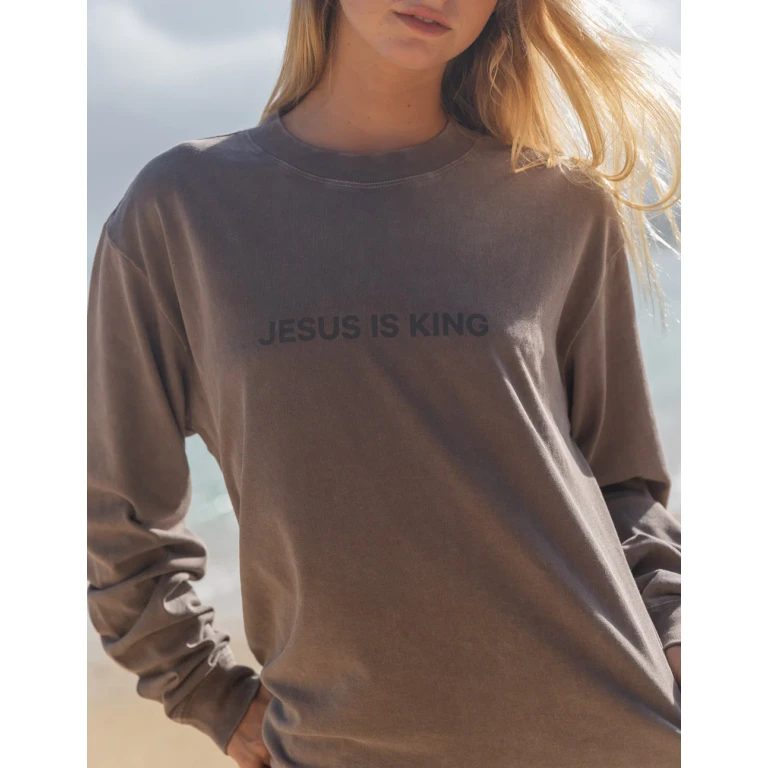 Jesus Is King Brown LS Unisex Tee