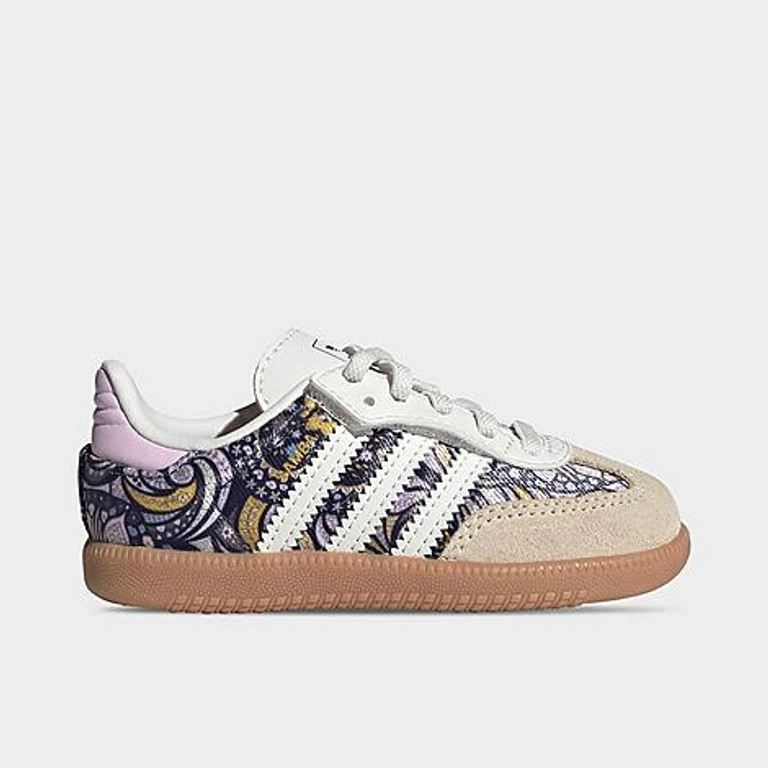 Girls' Toddler Originals x Liberty London Samba OG Comfort Closure Stretch Lace Casual Shoes in Core White/Orchid Fusion/Gum Size: 4.0