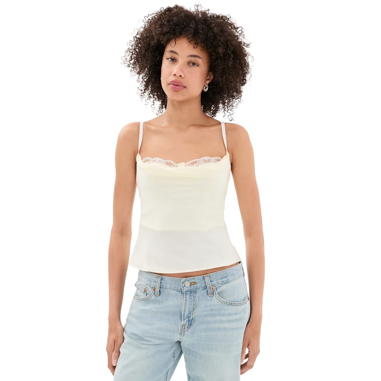 STAUD Evangeline Silk Top Ivory 8