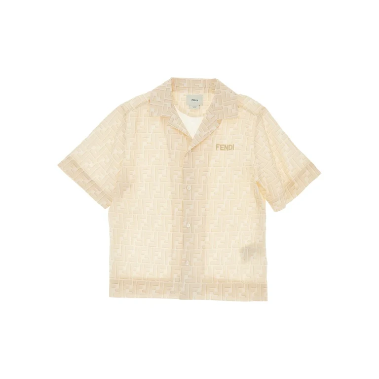 FENDI FF print linen shirt Kids 10Y