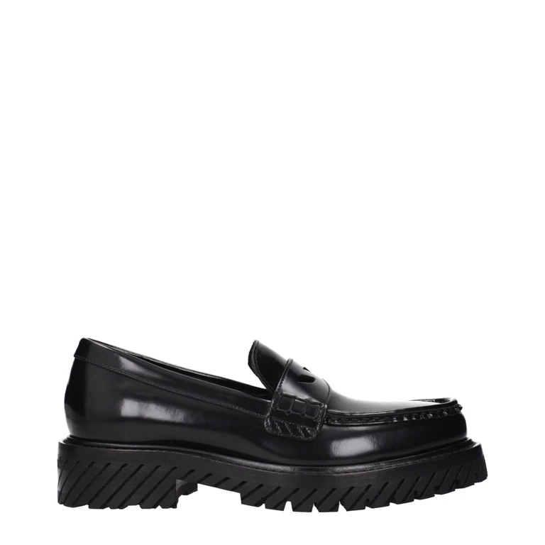 Off-White Black Leather Slip-On Loafers - Women