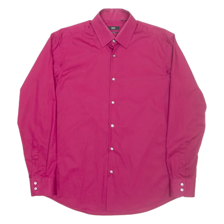 BOSS Womens Plain Shirt Purple Long Sleeve UK 16