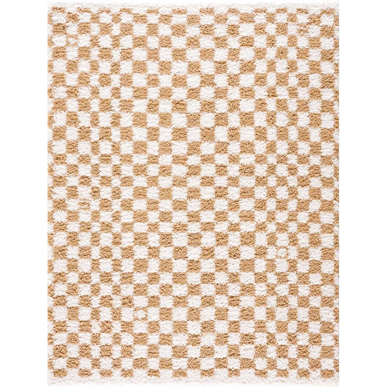 Kieu Mustard & Ivory Checkered Area Rug