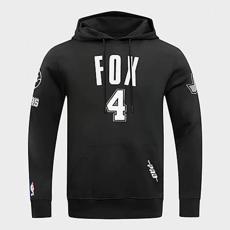 Pro Standard Men's De'Aaron Fox San Antonio Spurs NBA Name and Number Pullover Hoodie in Black Size: Small