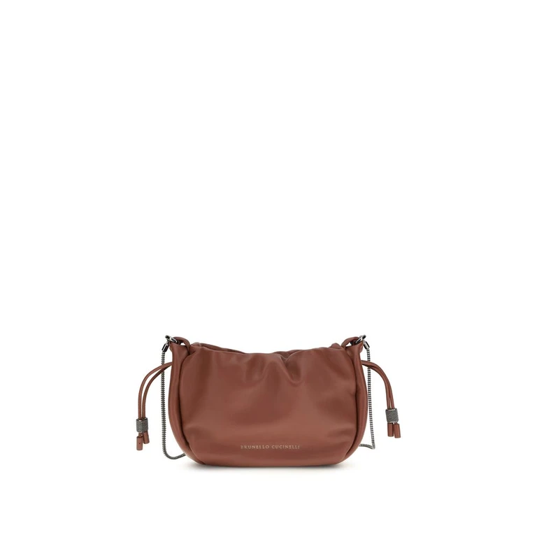 Brunello Cucinelli Brown Calf Leather Bos Taurus Shoulder Bag - Women