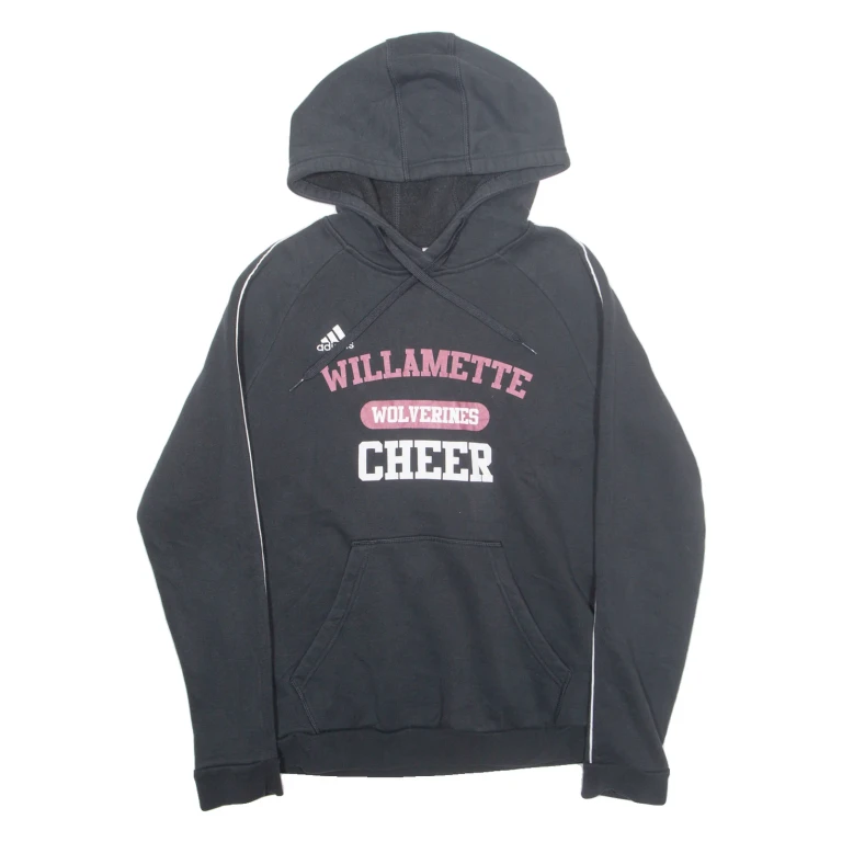 ADIDAS Willamette Wolverines Cheer Mens Black Hoodie USA L