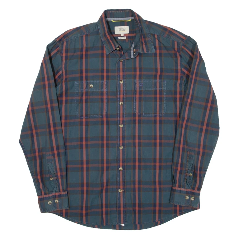 CAMEL ACTIVE Mens Shirt Green Check Long Sleeve L