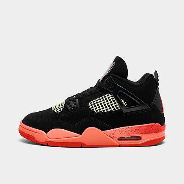 Jordan Big Kids Air Retro 4 Basketball Shoes in Black/Infrared 23/Bright Mango Size: 3.5
