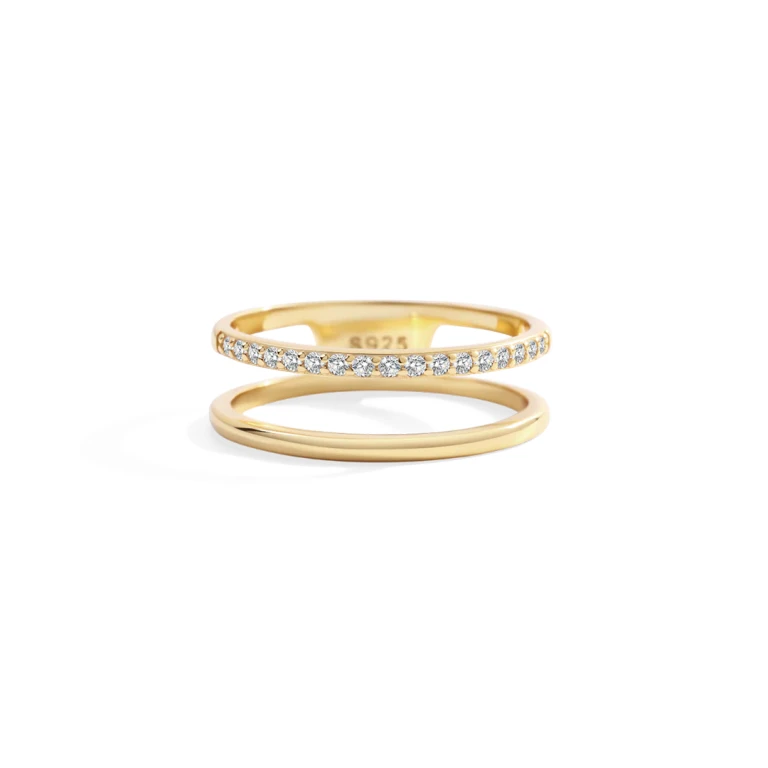Double Band Pave Ring