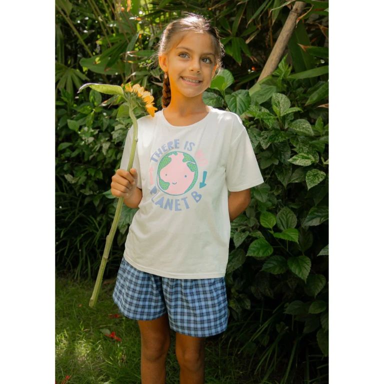 Kids Bamboo T-Shirt 'There is no Planet B' - Vanilla - 2-4 years