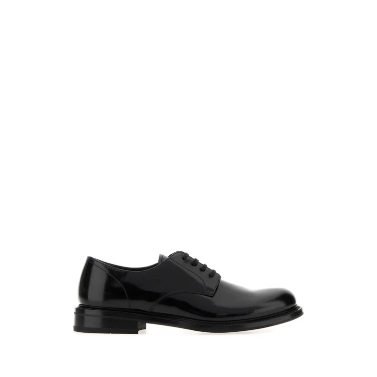 Prada Black Leather Lace-Up Shoes Nero Scarpe Stringate - Men