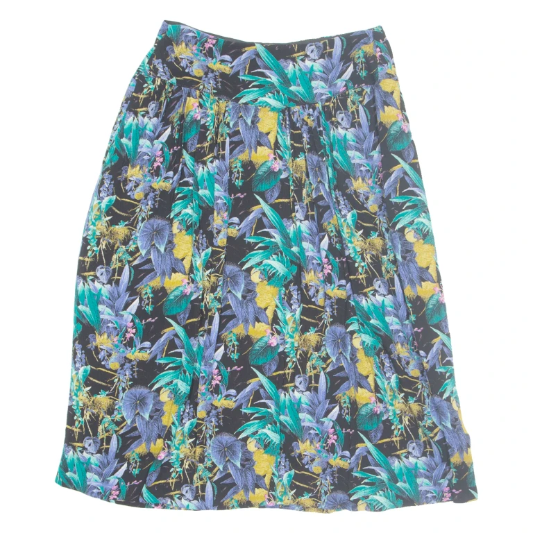 Womens A-Line Skirt Black Midi Floral M