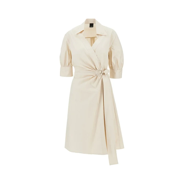 PINKO Stretch cotton wrap-over midi dress Woman 40