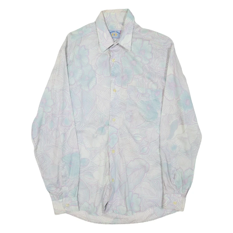 AZZURRA CASUAL Womens Printed Shirt Grey Collared Long Sleeve Floral M