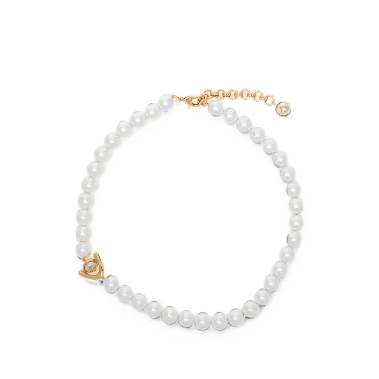 Pearl-embellished Logo-pendant Necklace