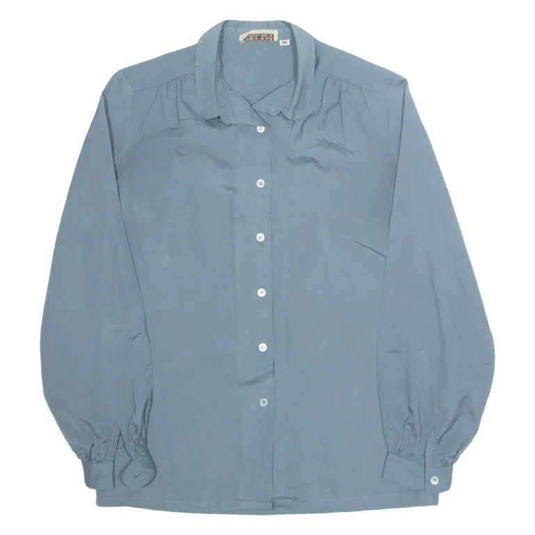 Womens Shirt Blue Collared Long Sleeve M