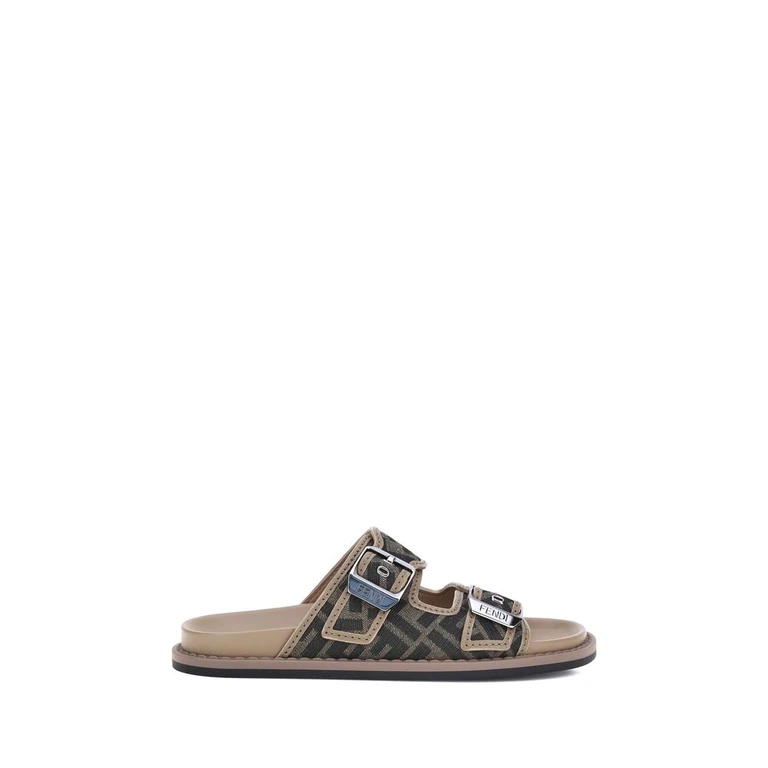 Fendi Brown Calf Leather Bos Taurus Flat Sandals - Men