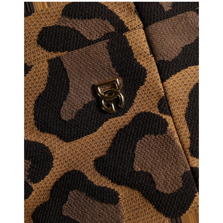 Dolce & Gabbana Brown Leopardprint Flared A-Line Mini Dress Polyester Nylon Cotton - Women