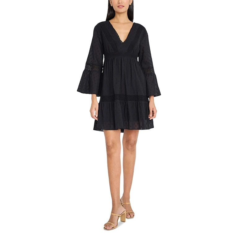 The Good Journey V Neck Wide Sleeve Mini Dress